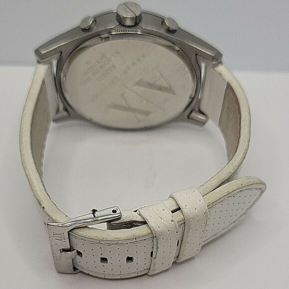 Armani Exchange AX2071 Men\'s White Leather Analog Dial Quartz Wrist Watch BC499